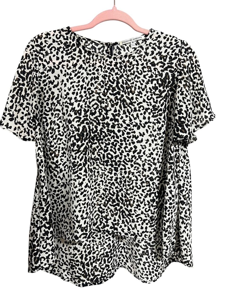 Collective Concepts Leopard Print Blouse Size Medium